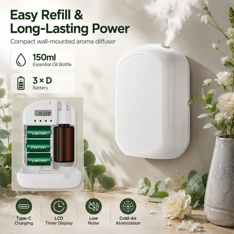 Dispenser di aroma per WC alimentato a batteria